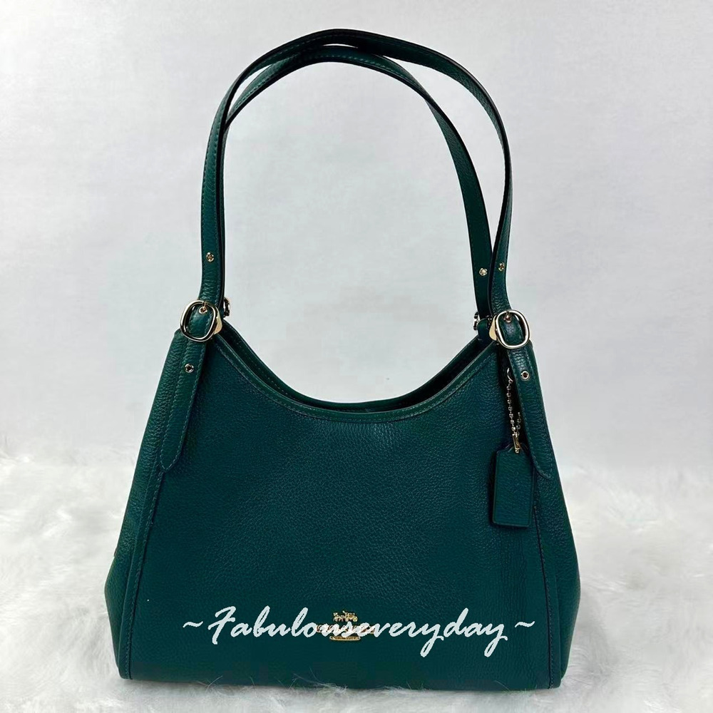 Coach Erin Shoulder Bag In Pebble Leather/Gold/Emerald CAQ86 NWT